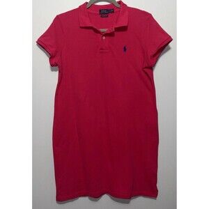 Polo Ralph Lauren Mesh Mini Dress Hot Pink Size Large 100% Cotton